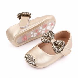 Pantofiori aurii cu sclipici pentru fetite (marime disponibila: 0-3 luni)