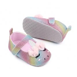 Pantofiori multicolori pentru fetite - unicorn (marime disponibila: 3-6 luni