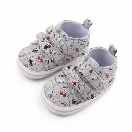 Tenisi gri pentru baietei - masinute (marime disponibila: 3-6 luni (marimea 18