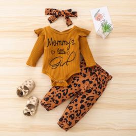 Compleu maro pentru fetite - mommy's little girl (marime disponibila: 6-9 luni