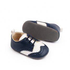 Pantofiori eleganti bleumarine cu insertie alba (marime disponibila: 6-9 luni