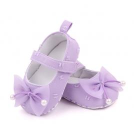 Pantofiori lila cu fundita din tulle (marime disponibila: 3-6 luni (marimea 18