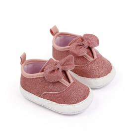 Pantofiori roz pudra cu sclipici (marime disponibila: 3-6 luni (marimea 18