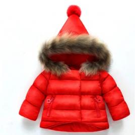 Geaca rosie din fas pentru copii cu pompon (marime disponibila: 6 ani)