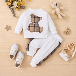 Trening alb pentru baietei - teddy bear (marime disponibila: 6-9 luni (marimea