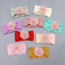 Bentita lata cu model din tesatura si fundita din tulle (culoare: galben,
