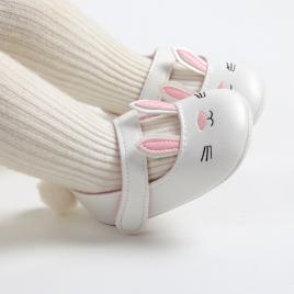 Pantofiori albi pentru fetite - iepuras (marime disponibila: 3-6 luni (marimea