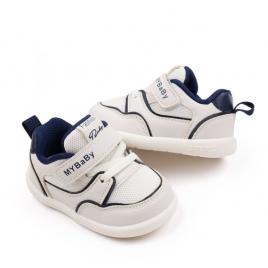 Adidasi albi cu insertii bleumarine pentru copii (marime disponibila: marimea