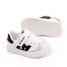 Adidasi albi cu insertii negre pentru copii - mybaby (marime disponibila: