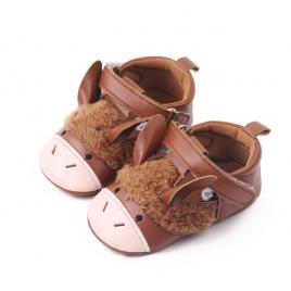 Pantofi maro cu design de animalut pentru fetite (marime disponibila: 6-9 luni