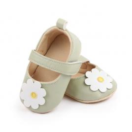Pantofi verzi cu floare pentru bebelusi (marime disponibila: 3-6 luni (marimea