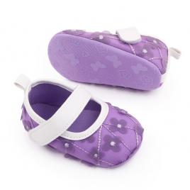 Pantofiori mov cu floricele pentru fetite (marime disponibila: 3-6 luni
