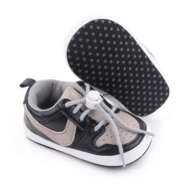 Pantofiori sport pentru bebelusi, gri cu negru (marime disponibila: 3-6 luni
