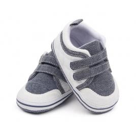 Adidasi pentru bebelusi, gri cu alb (marime disponibila: 6-9 luni (marimea 19