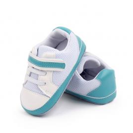 Adidasi sport pentru bebelusi albi cu insertii turcoaz (marime disponibila: