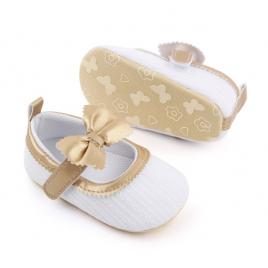 Pantofiori albi cu insertie aurie (marime disponibila: 3-6 luni (marimea 18