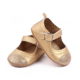 Pantofiori eleganti bebelusi din piele ecologica aurie (marime disponibila: 3-6