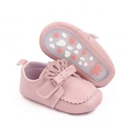 Pantofiori roz pudra cu fundita si coronita (marime disponibila: 3-6 luni