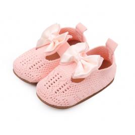 Pantofiori roz somon crosetati (marime disponibila: 6-9 luni (marimea 19