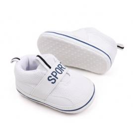 Pantofiori sport albi pentru bebelusi (marime disponibila: 6-9 luni (marimea 19
