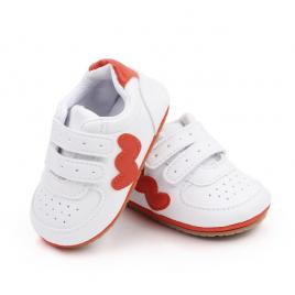Adidasi albi cu insertie portocalie (marime disponibila: 3-6 luni (marimea 18