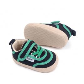 Pantofiori sport pentru bebelusi, negri cu insertii verzi (marime disponibila: