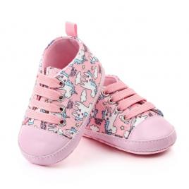 Tenisi pentru bebelusi, roz, imprimati cu ponei (marime disponibila: 3-6 luni
