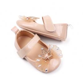 Pantofiori crem din piele ecologica lacuita - princess (marime disponibila: 6-9