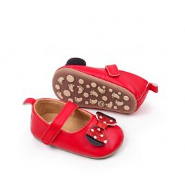 Pantofiori rosii cu fundita - mouse (marime disponibila: 6-9 luni (marimea 19