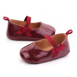 Pantofiori visinii din piele ecologica lacuita (marime disponibila: 6-9 luni