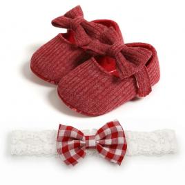 Pantofiori visinii si bentita asortata (marime disponibila: 9-12 luni (marimea