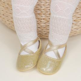Balerini eleganti aurii pentru bebelusi (marime disponibila: 6-9 luni (marimea