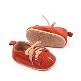 Pantofiori caramizii pentru baietei (marime disponibila: 3-6 luni (marimea 18