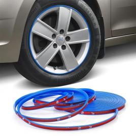Inele de protectie si decor jante, adezive, din plastic flexibil - albastru