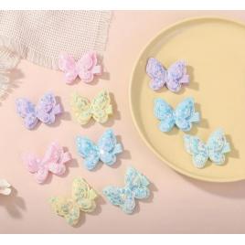 Set de 2 clame par - fluturasi cu paiete (culoare: bleu)