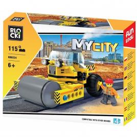 Set de constructie blocki my city, masina cu cilindru asfaltare, 115 piese