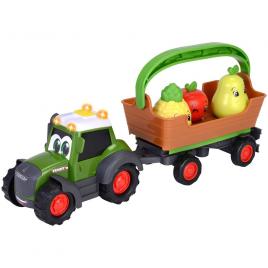 Tractor simba abc freddy fruit trailer 30 cm cu lumini, sunete, remorca si figurine