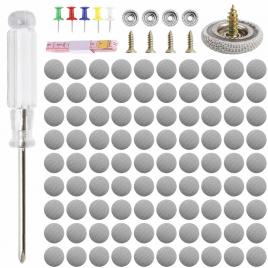 Kit 90 gri capse, surubelnita, banda de masura, ace colorate, pentru reparatia plafonului auto