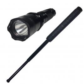 Lanterna cu electrosoc cu acumulator, led, baston police inclus