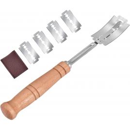 Cutit de paine + 5 lame, inox/lemn, protector lama, 18.5cm