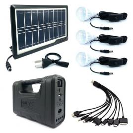 Kit panou solar cu lampa u, lanterna, usb, 3 becuri 6v 4ah, gd-lite-1