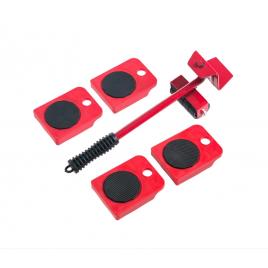 Set echipament pentru mutat mobila, metal, rosu, 5 piese, maxima 150 kg