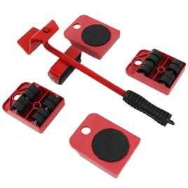Set transportat si ridicat mobila, cu role pentru ridicat si mutat obiecte grele, maxim 150 kg, rosu