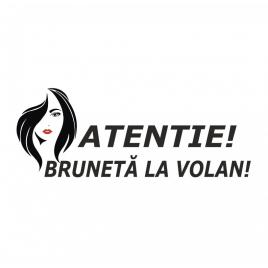 Sticker atentie bruneta la volan 15 cm, creative rey®