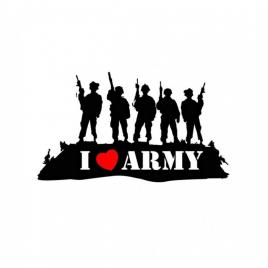 Sticker i love army 15 cm, creative rey®