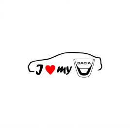Sticker i love my dacia berlina 18x5.8 cm, creative rey®
