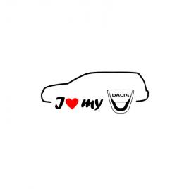 Sticker i love my dacia break 18x6.8 cm, creative rey®
