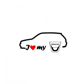 Sticker i love my dacia hatchback 18x6.8 cm, creative rey®