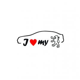 Sticker i love my peugeot berlina 18x6 cm, creative rey®