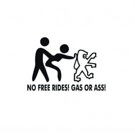 Sticker no free rides peugeot 15x10.2 cm, creative rey®